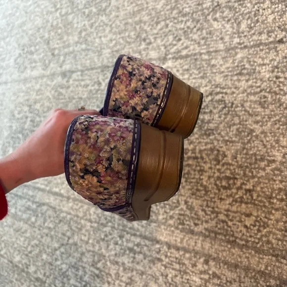 Sanita Floral Mules in Purple and White - Picture 4 of 6